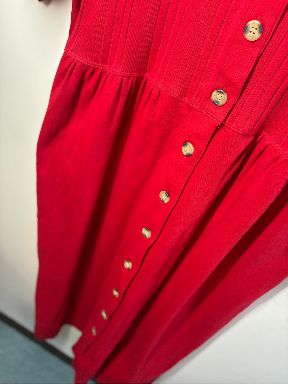 Basic Editions Red Button-Front Maxi Dress - Picture 3 of 6